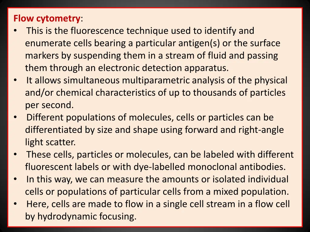 flow cytometry this is the fluorescence technique