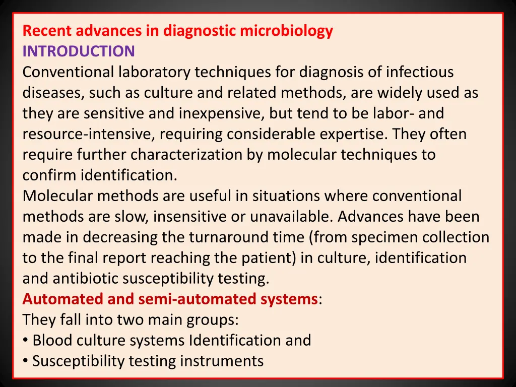 recent advances in diagnostic microbiology