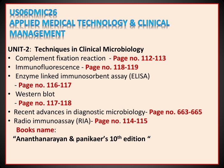 unit 2 techniques in clinical microbiology