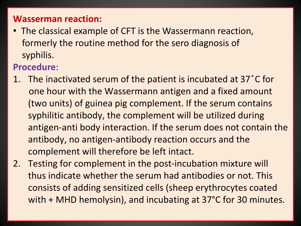 wasserman reaction the classical example