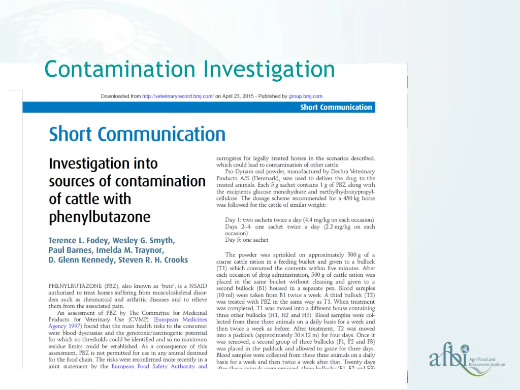 contamination investigation