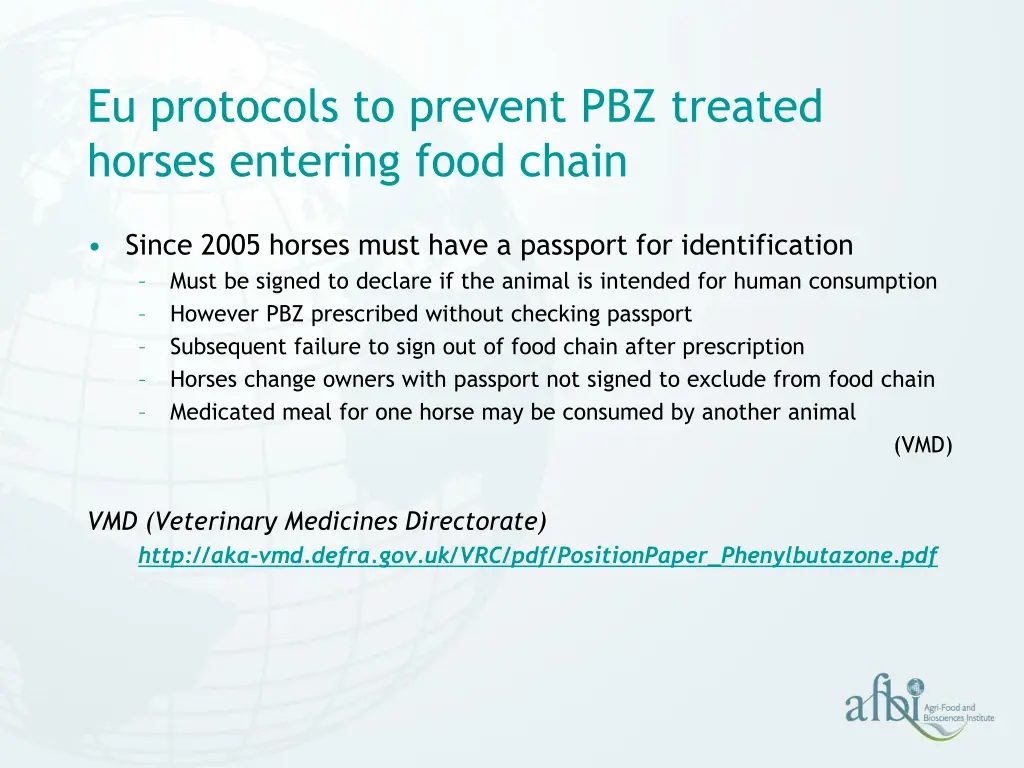 eu protocols to prevent pbz treated horses