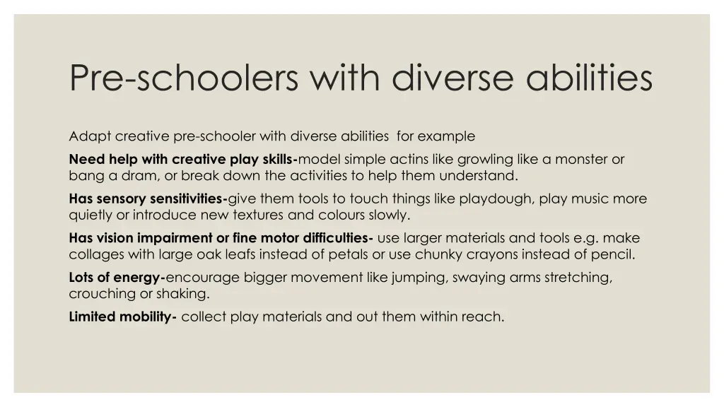 pre schoolers with diverse abilities