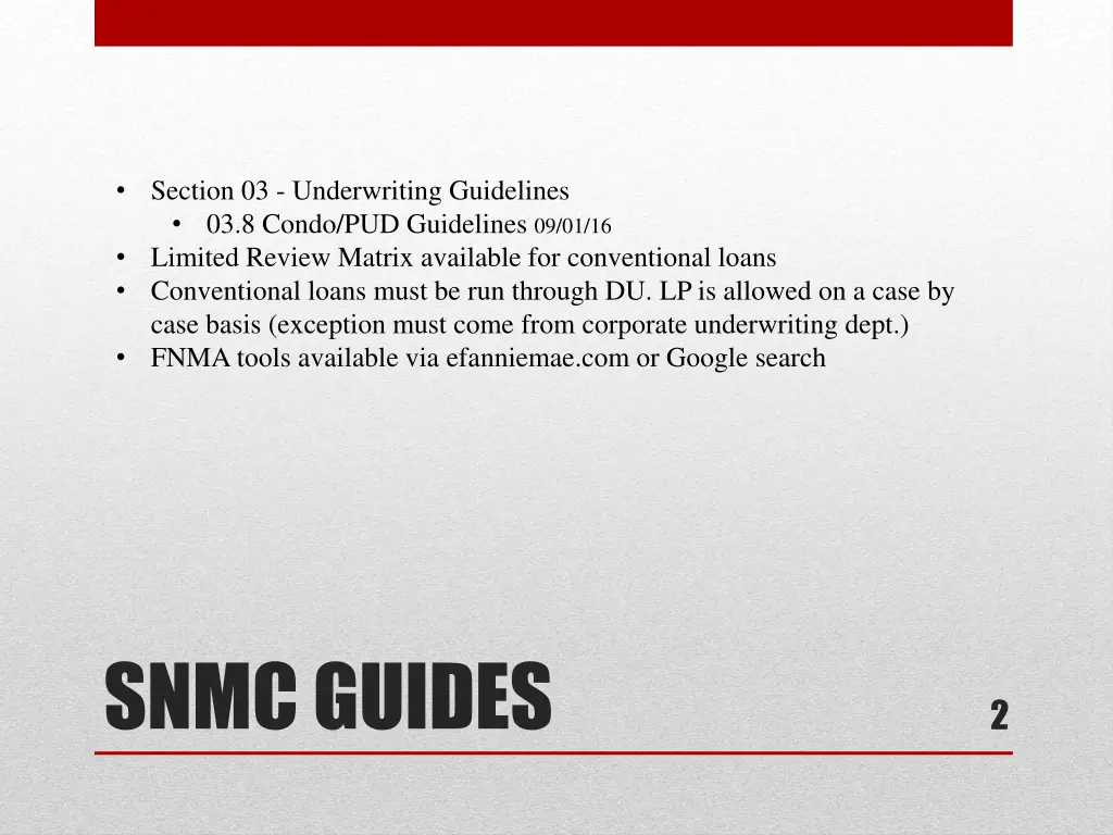 section 03 underwriting guidelines 03 8 condo