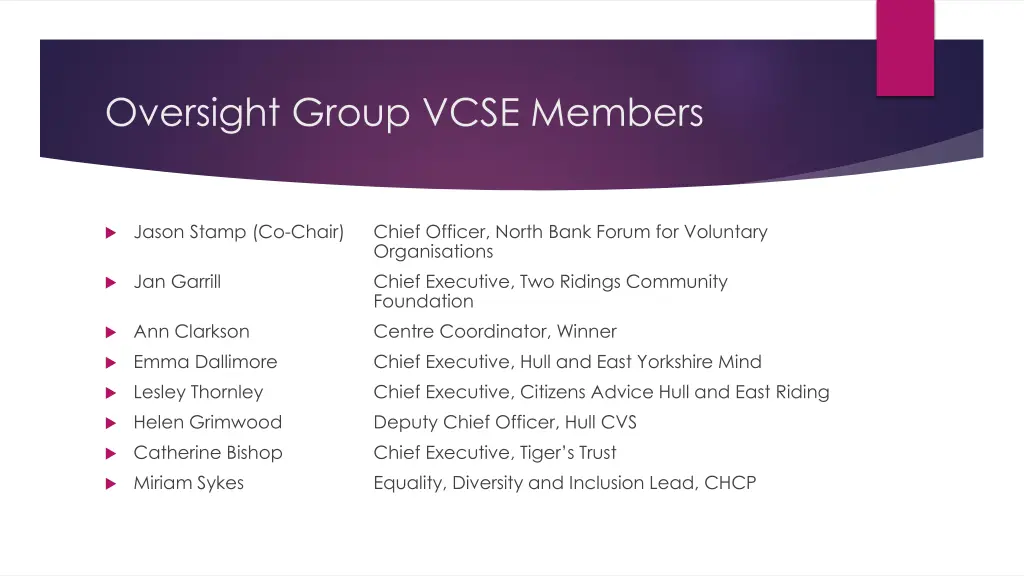 oversight group vcse members