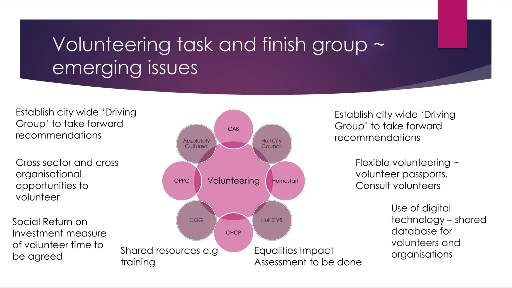 volunteering task and finish group emerging issues