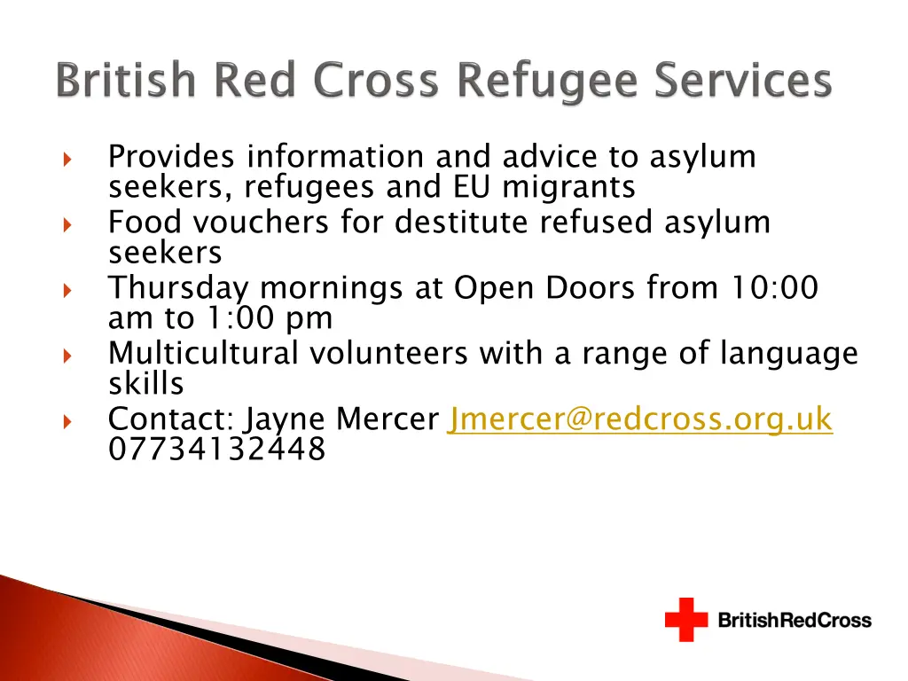 provides information and advice to asylum seekers