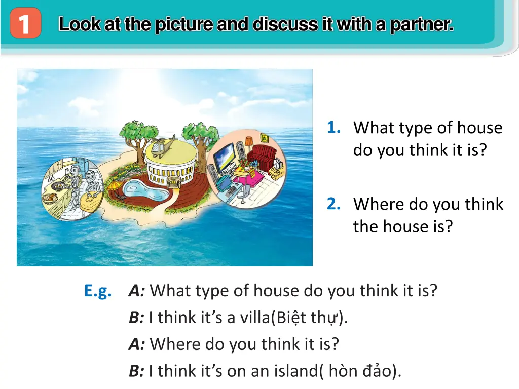 look at the picture and discuss it with a partner 1