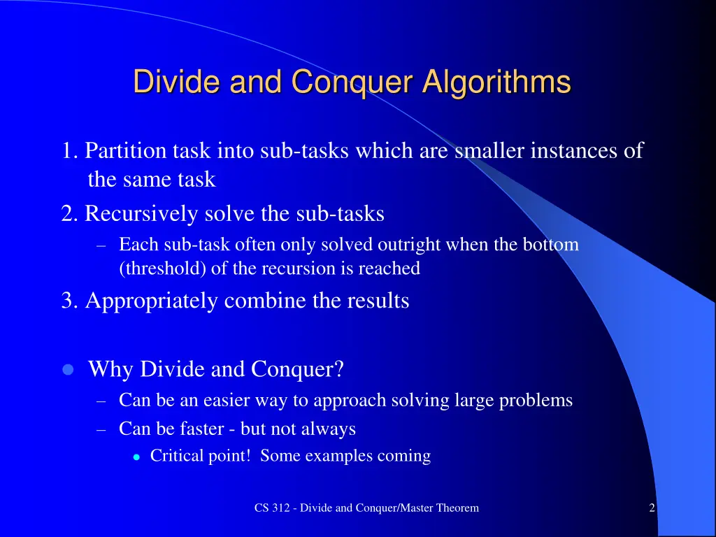 divide and conquer algorithms