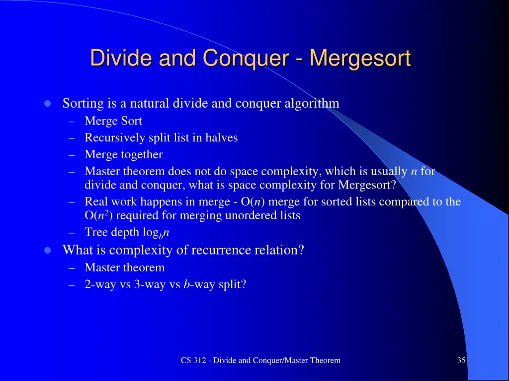 divide and conquer mergesort