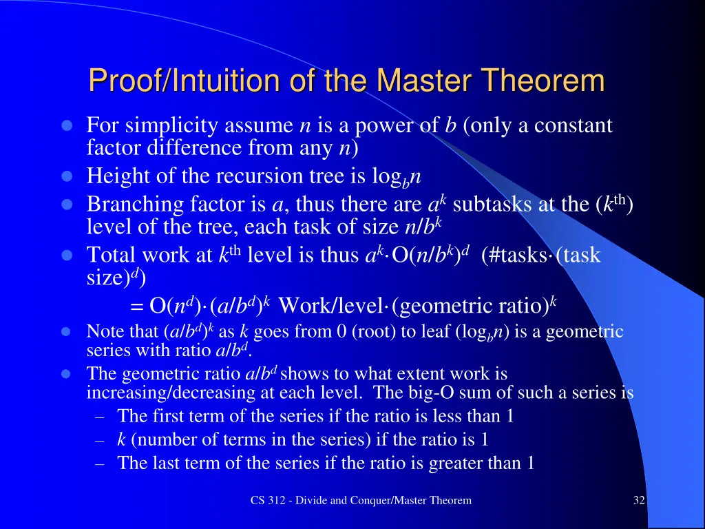 proof intuition of the master theorem