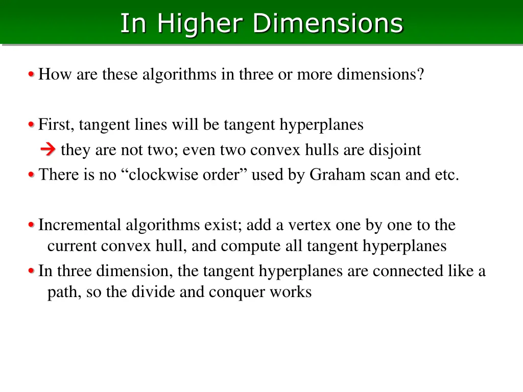 in higher dimensions