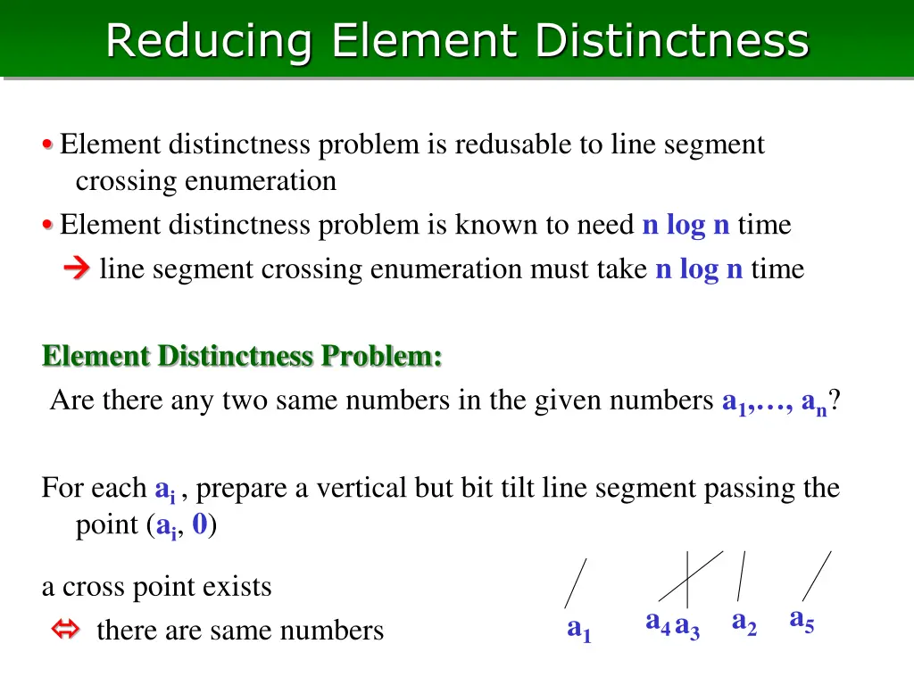 reducing element distinctness