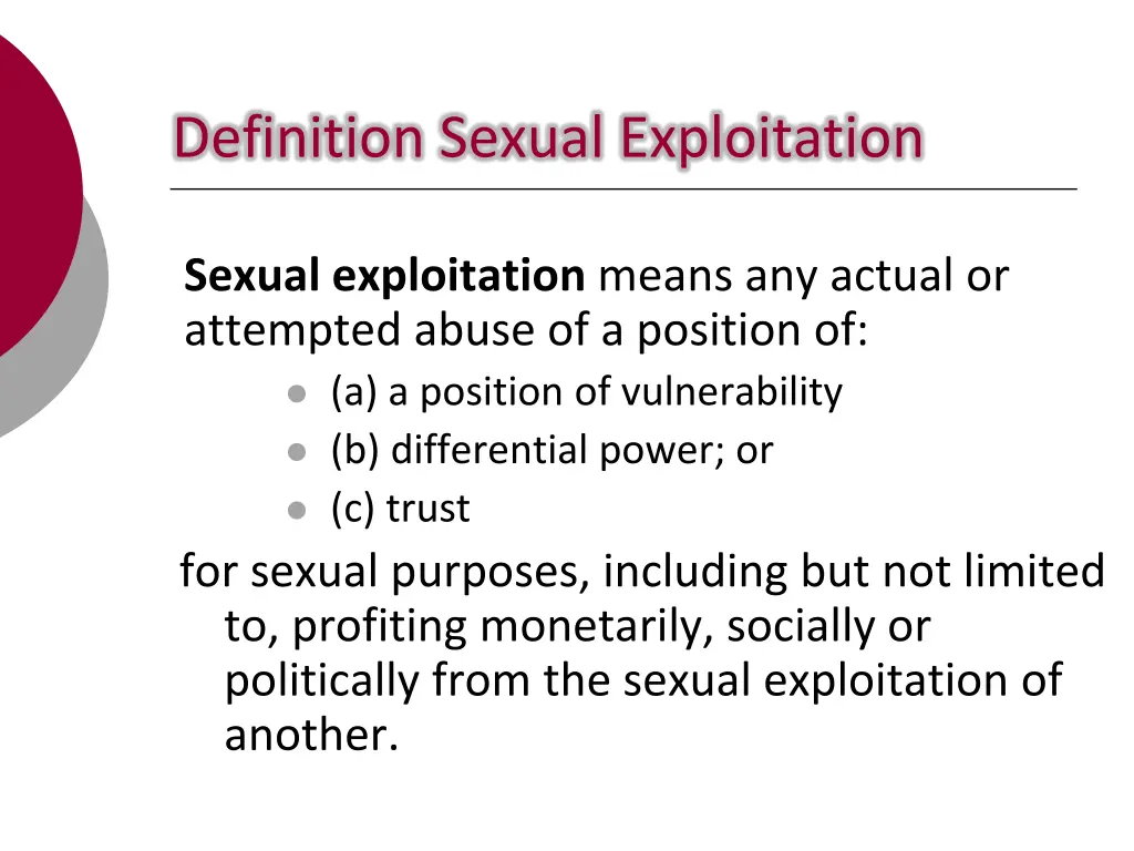 definition sexual exploitation