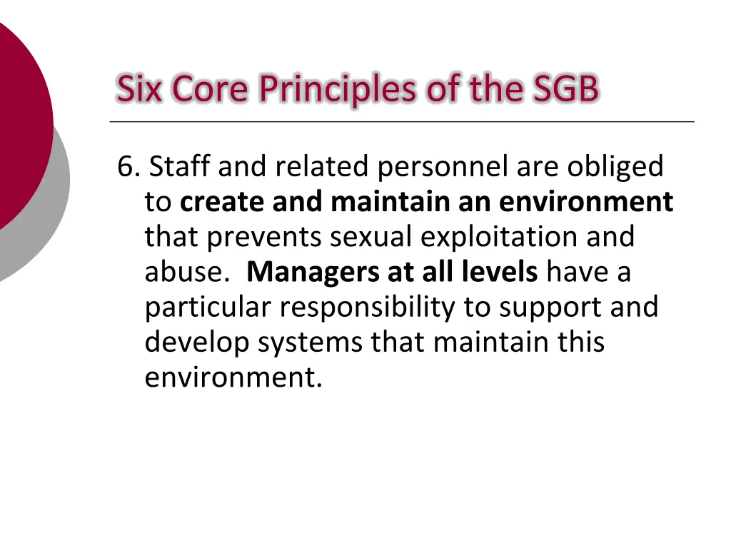 six core principles of the sgb 4