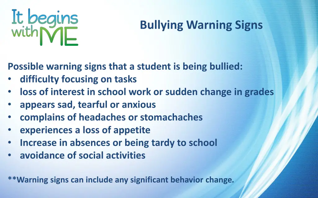 bullying warning signs