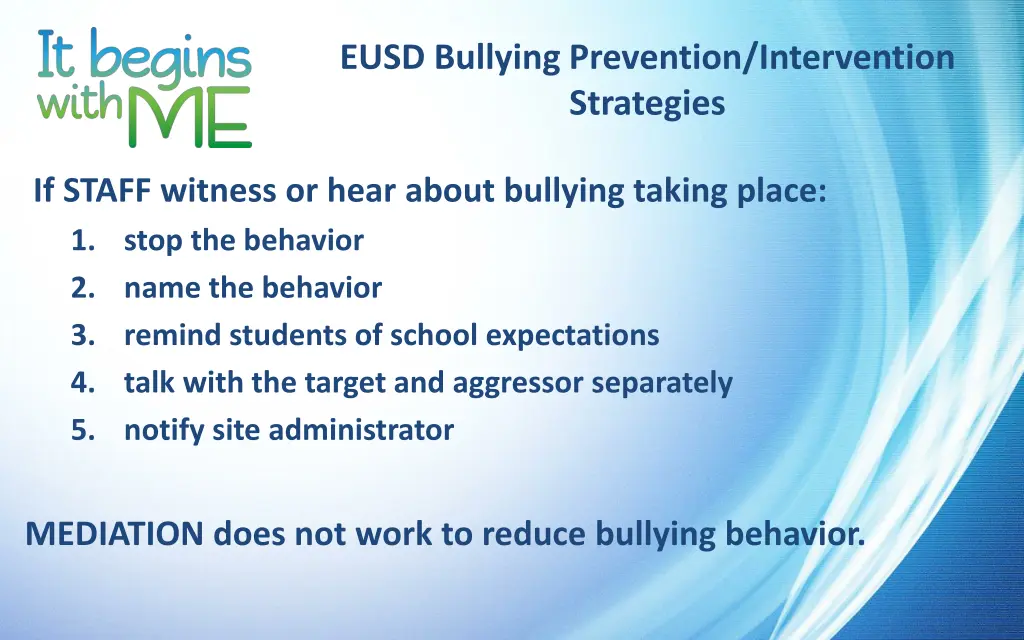 eusd bullying prevention intervention strategies