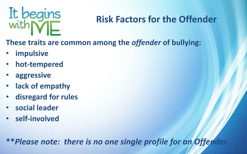 risk factors for the offender