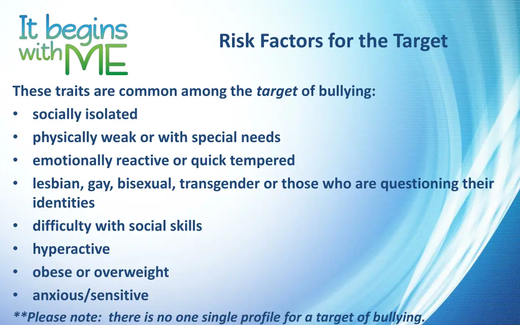 risk factors for the target