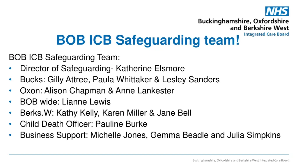 bob icb safeguarding team