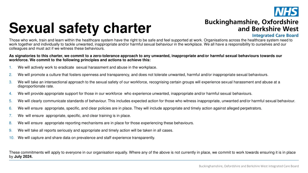 sexual safety charter those who work train