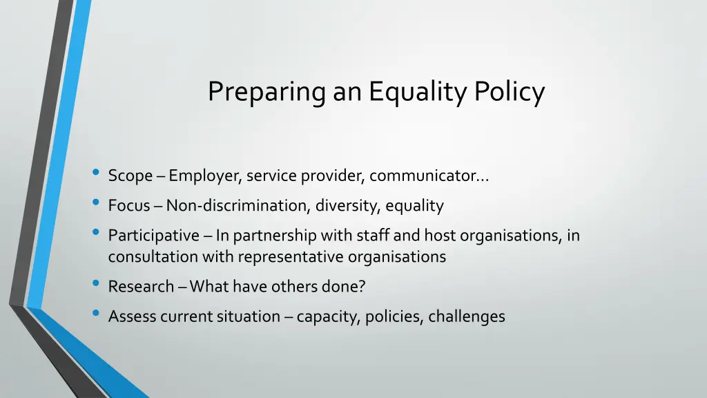 preparing an equality policy