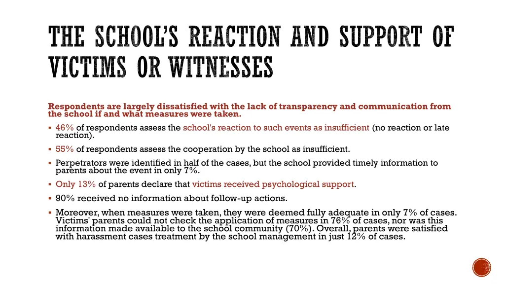 the school s reaction and support of victims