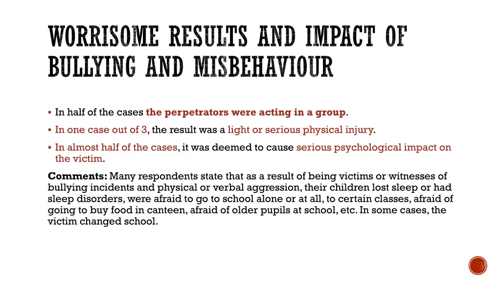 worrisome results and impact of bullying