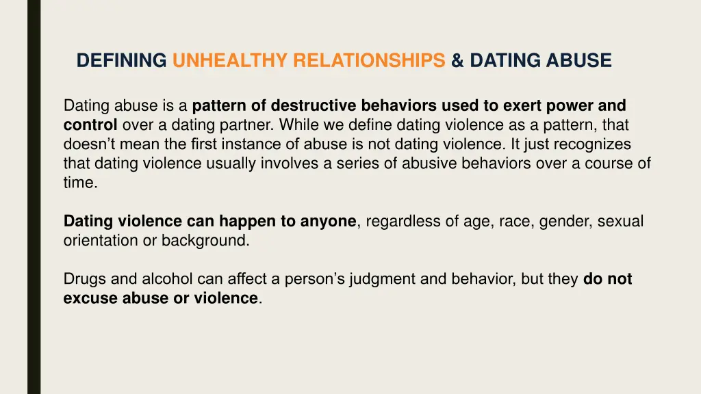 defining unhealthy relationships dating abuse