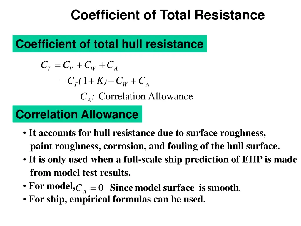 coefficient of total resistance