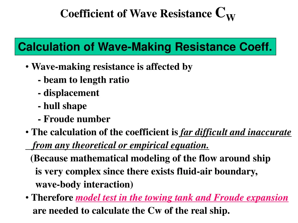 coefficient of wave resistance c w 6