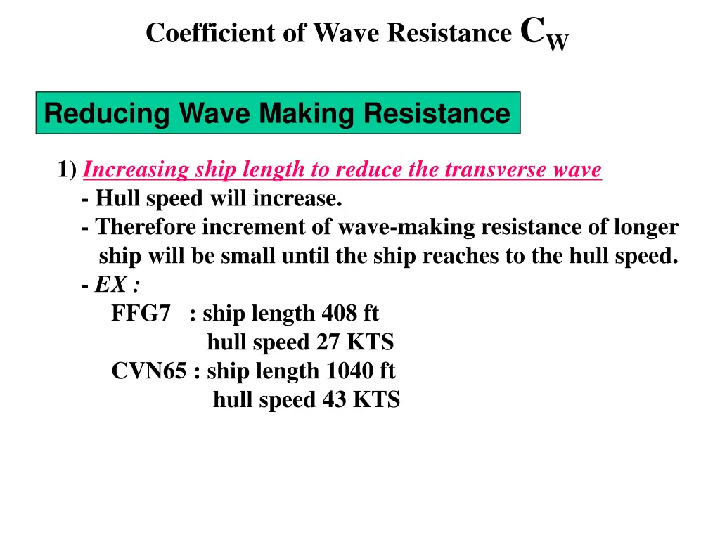 coefficient of wave resistance c w 8