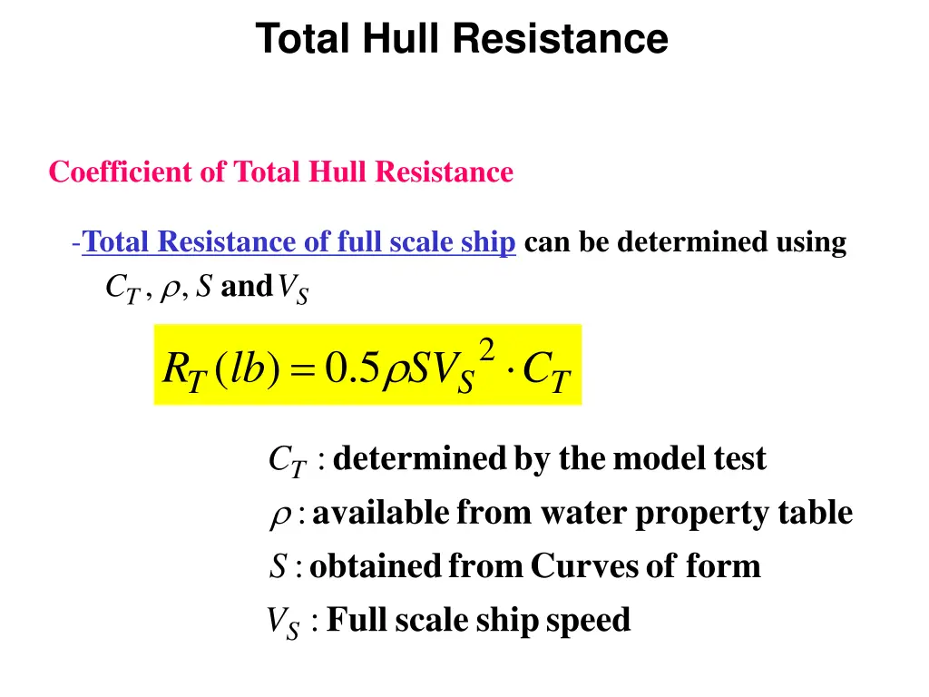 total hull resistance 1