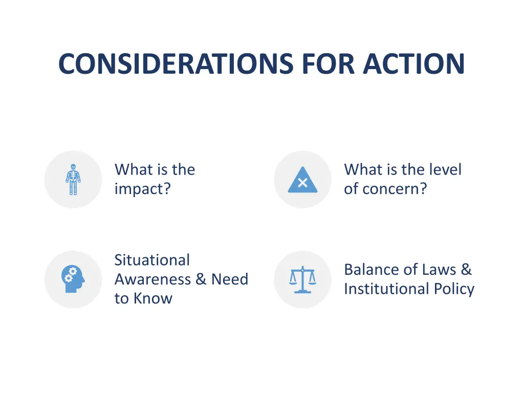 considerations for action