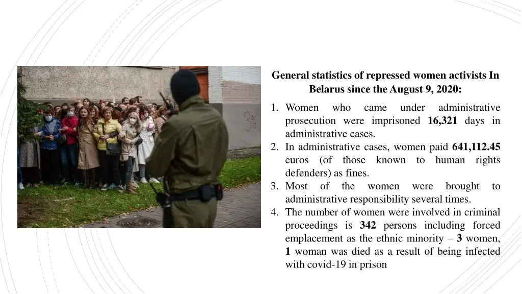 general statistics of repressed women activists