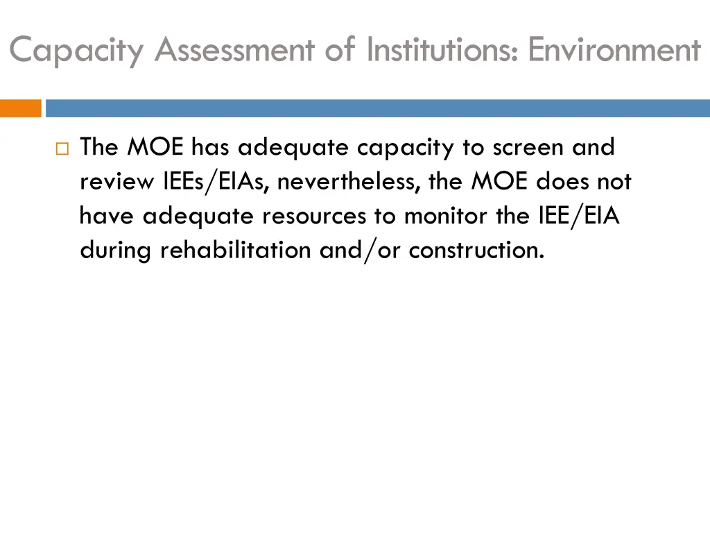 capacity assessment of institutions environment 1