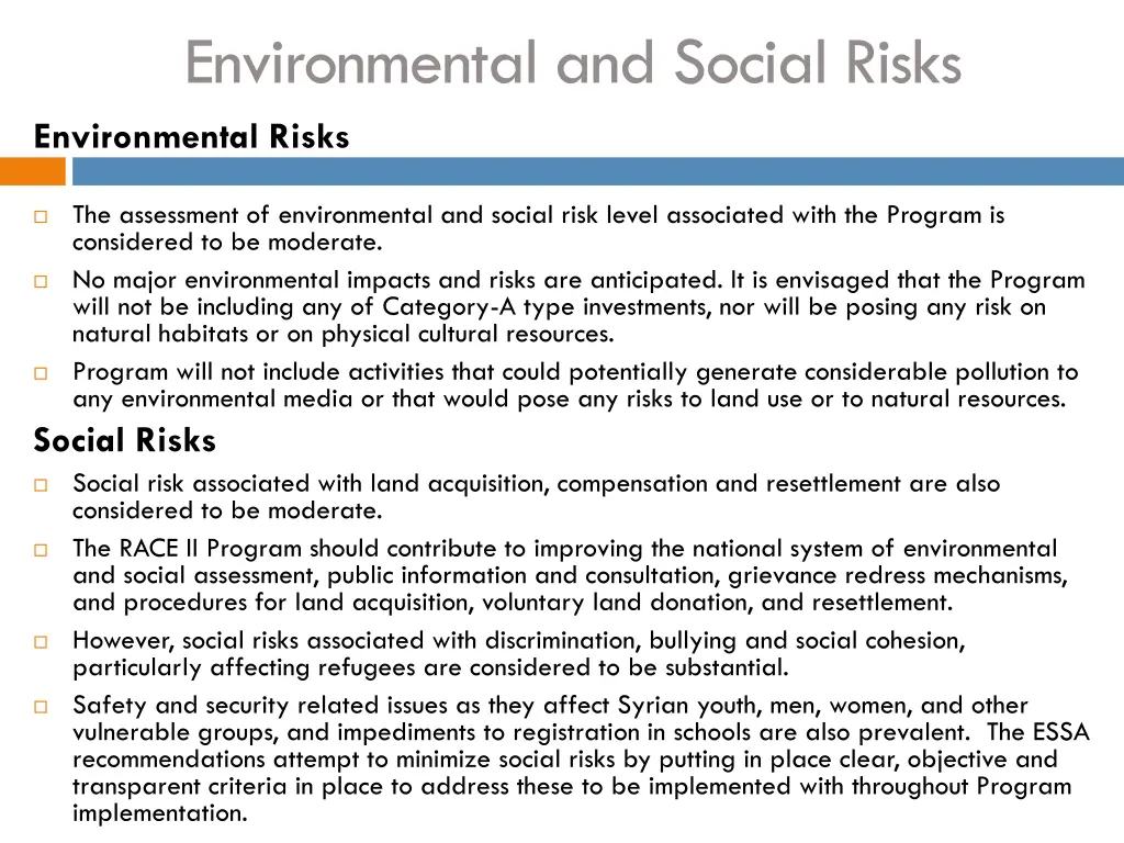 environmental and social risks environmental risks