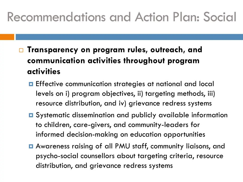 recommendations and action plan social 1