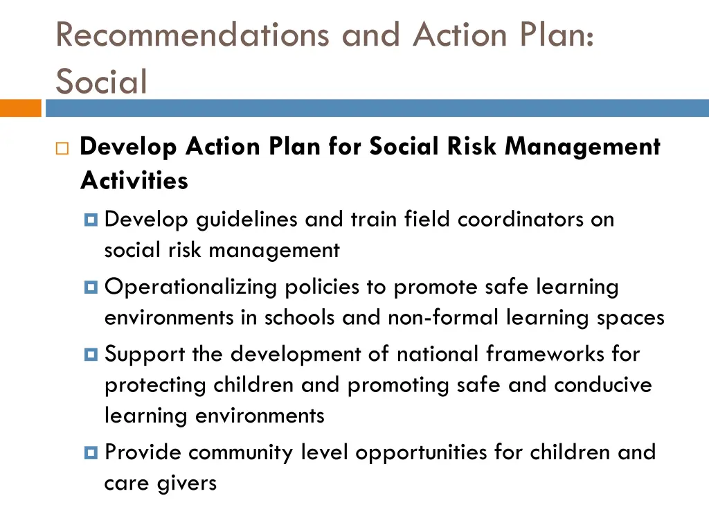 recommendations and action plan social 2