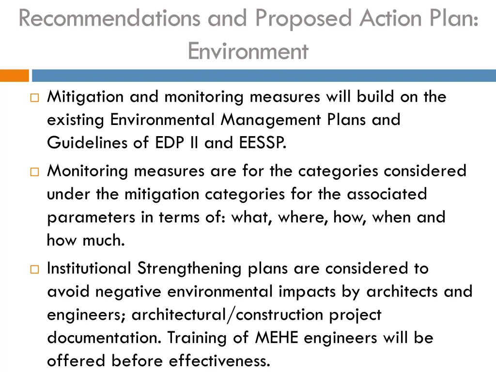 recommendations and proposed action plan