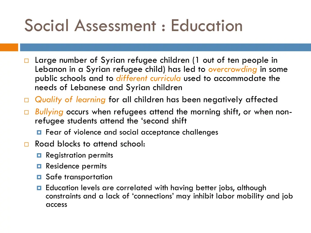 social assessment education