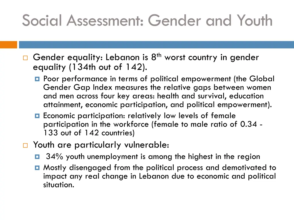 social assessment gender and youth