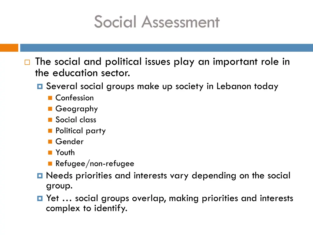 social assessment