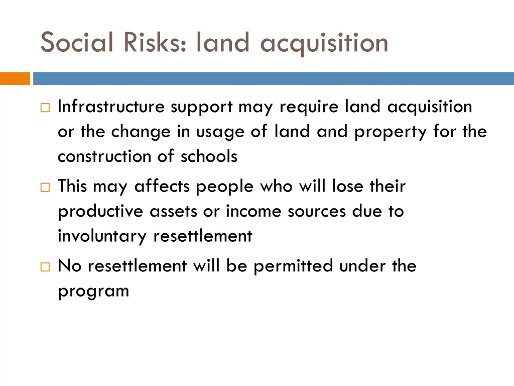 social risks land acquisition