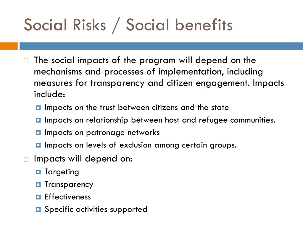 social risks social benefits