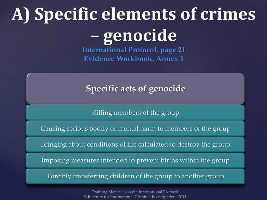 a specific elements of crimes genocide