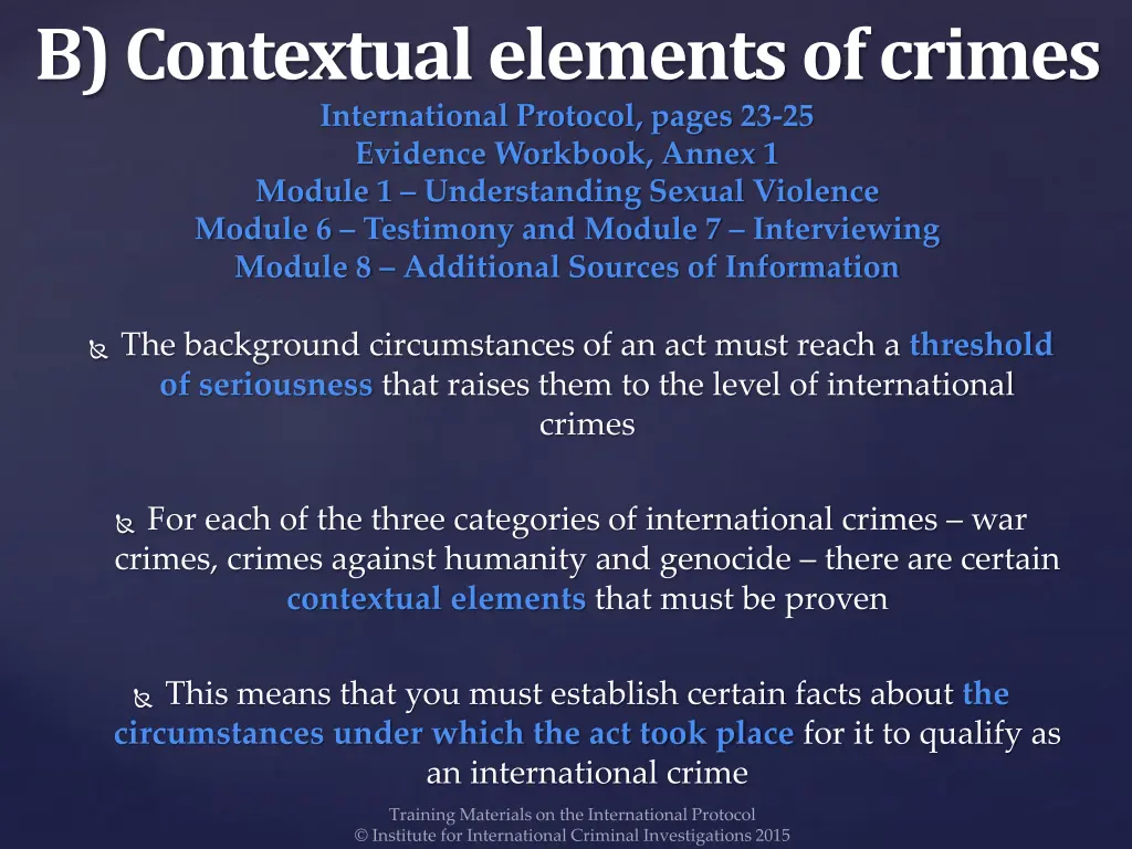 b contextual elements of crimes international