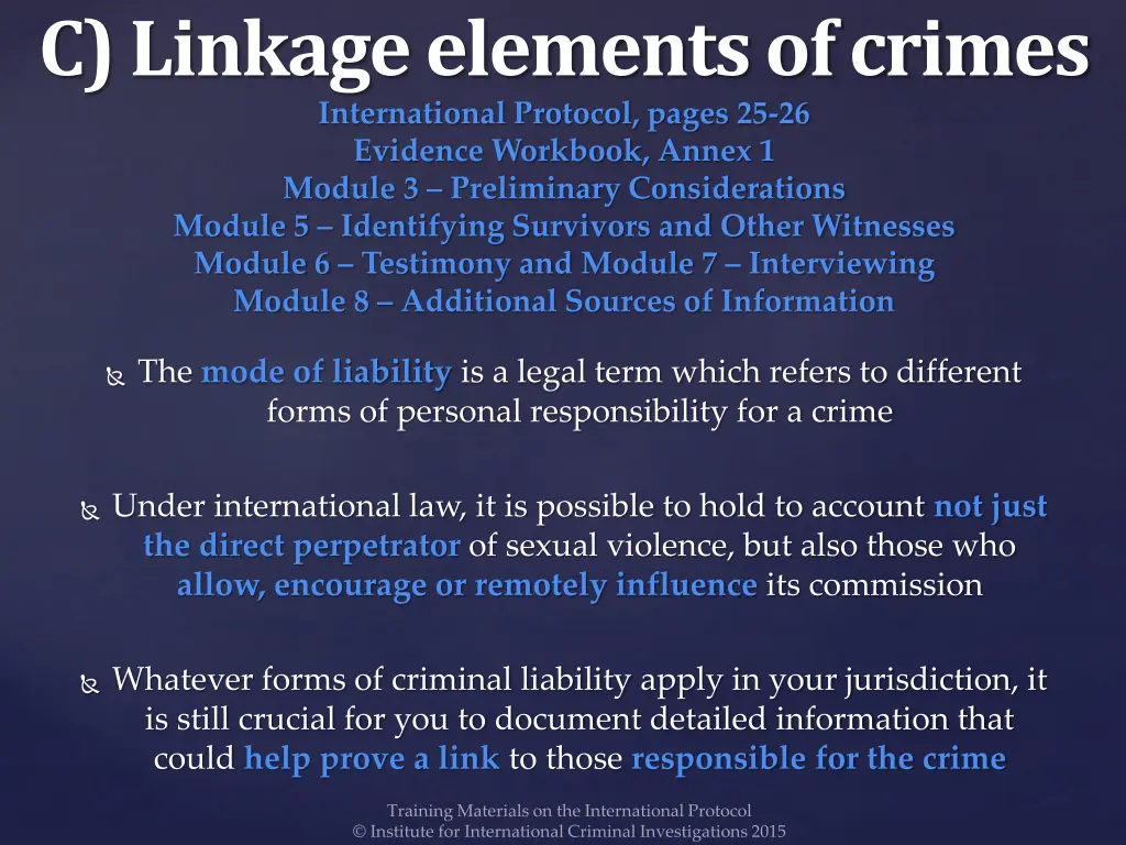 c linkage elements of crimes international