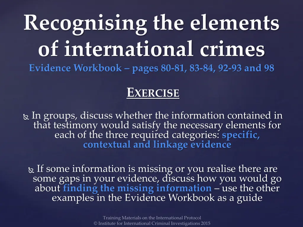 recognising the elements of international crimes 1