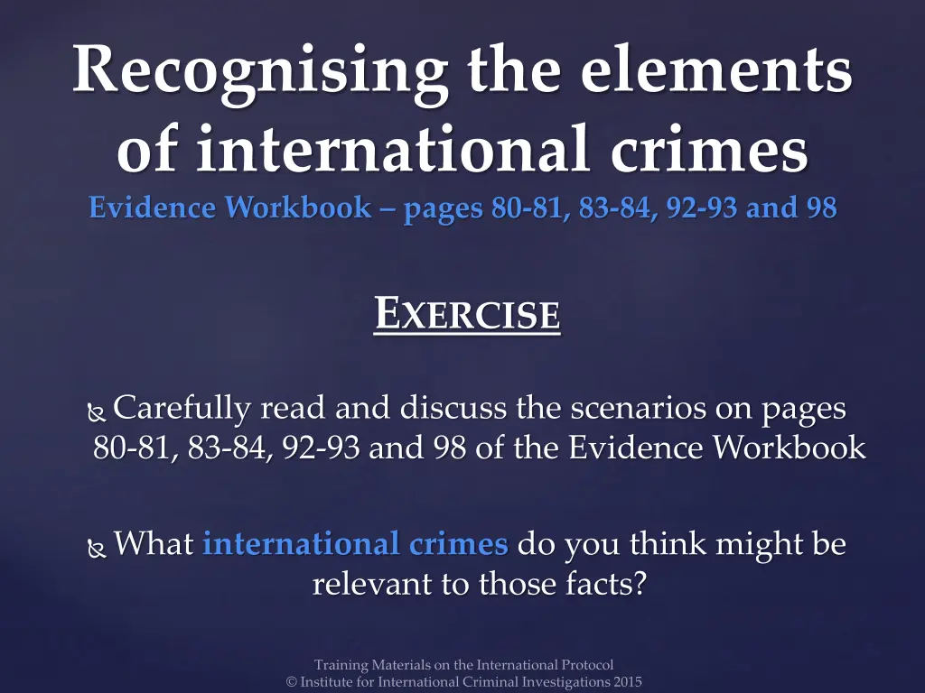 recognising the elements of international crimes